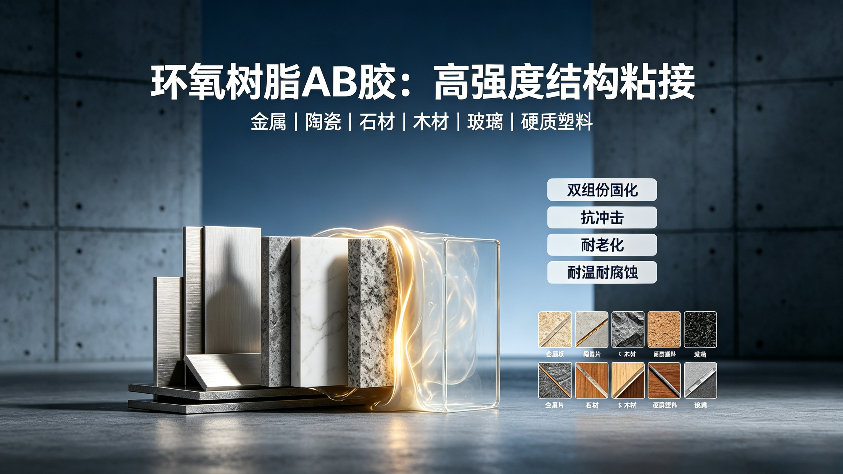 环氧树脂 AB 胶｜高强度结构粘接，金属陶瓷木材石材通用耐候胶
