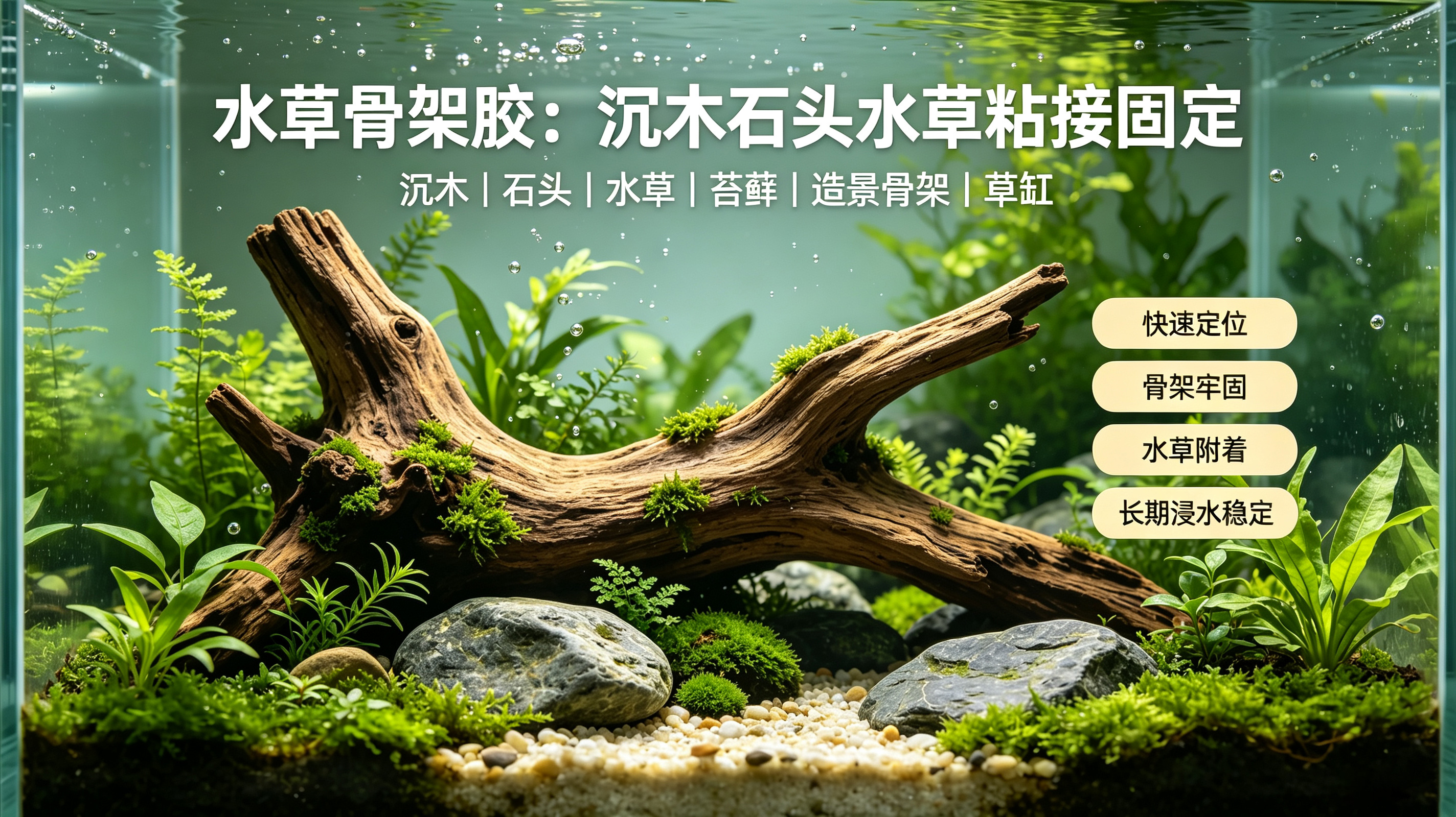 水草骨架胶｜水草造景专用快干胶，沉木石头水草粘接固定胶