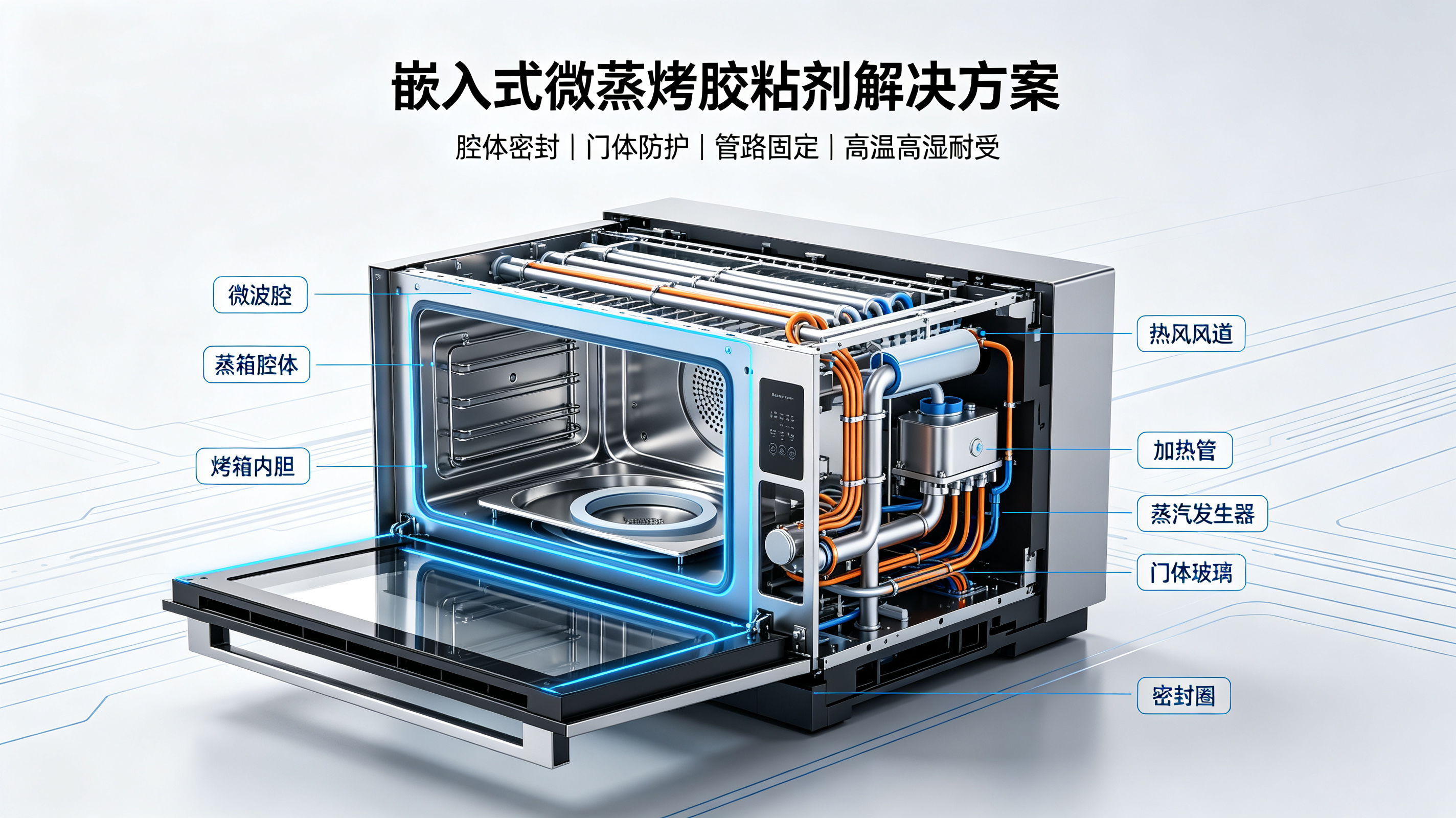 嵌入式微蒸烤（微波炉、蒸箱、烤箱一体机）胶水胶粘剂解决方案