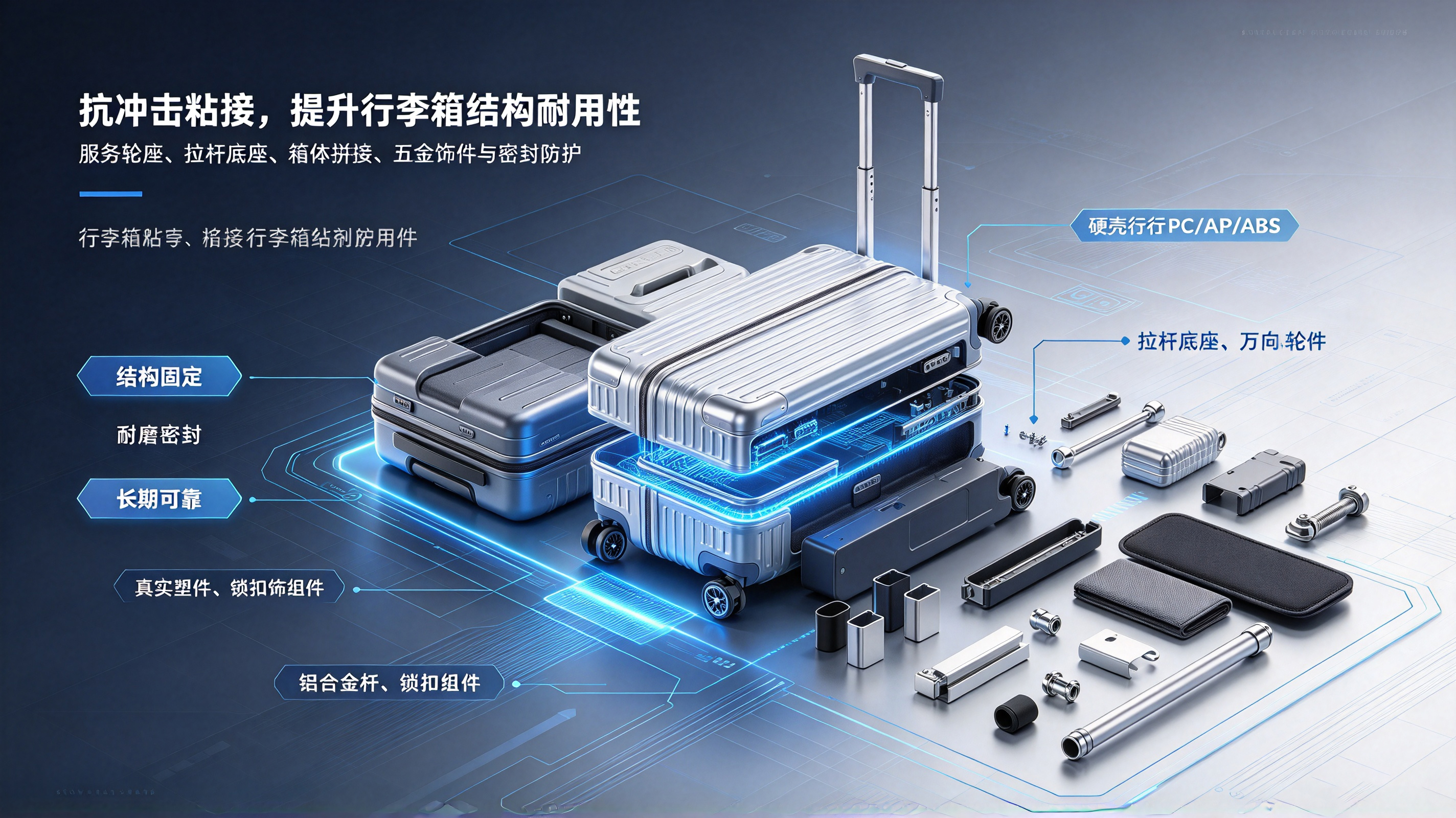 行李箱胶粘剂粘接案例分享｜箱包结构固定与耐磨密封解决方案